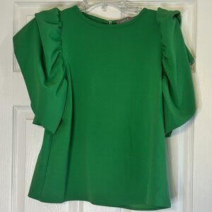 Pixi + Ivy Dressy Green Top - Size Small - Ruffle Sleeves - Work Attire - NWOT